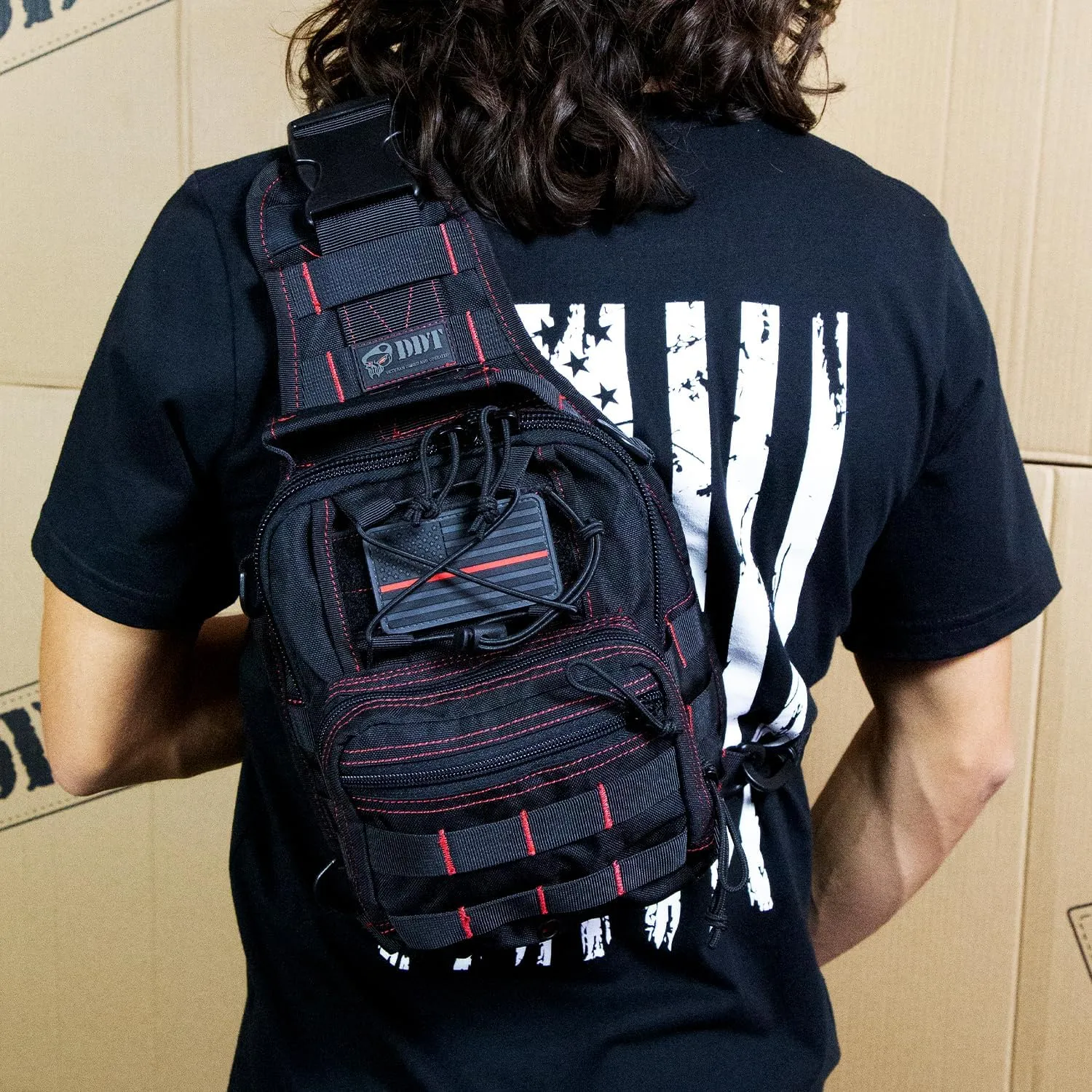 DDT Death Dealer Tactical Night Stalker Small Sling EDC Bag, Color Bloodline