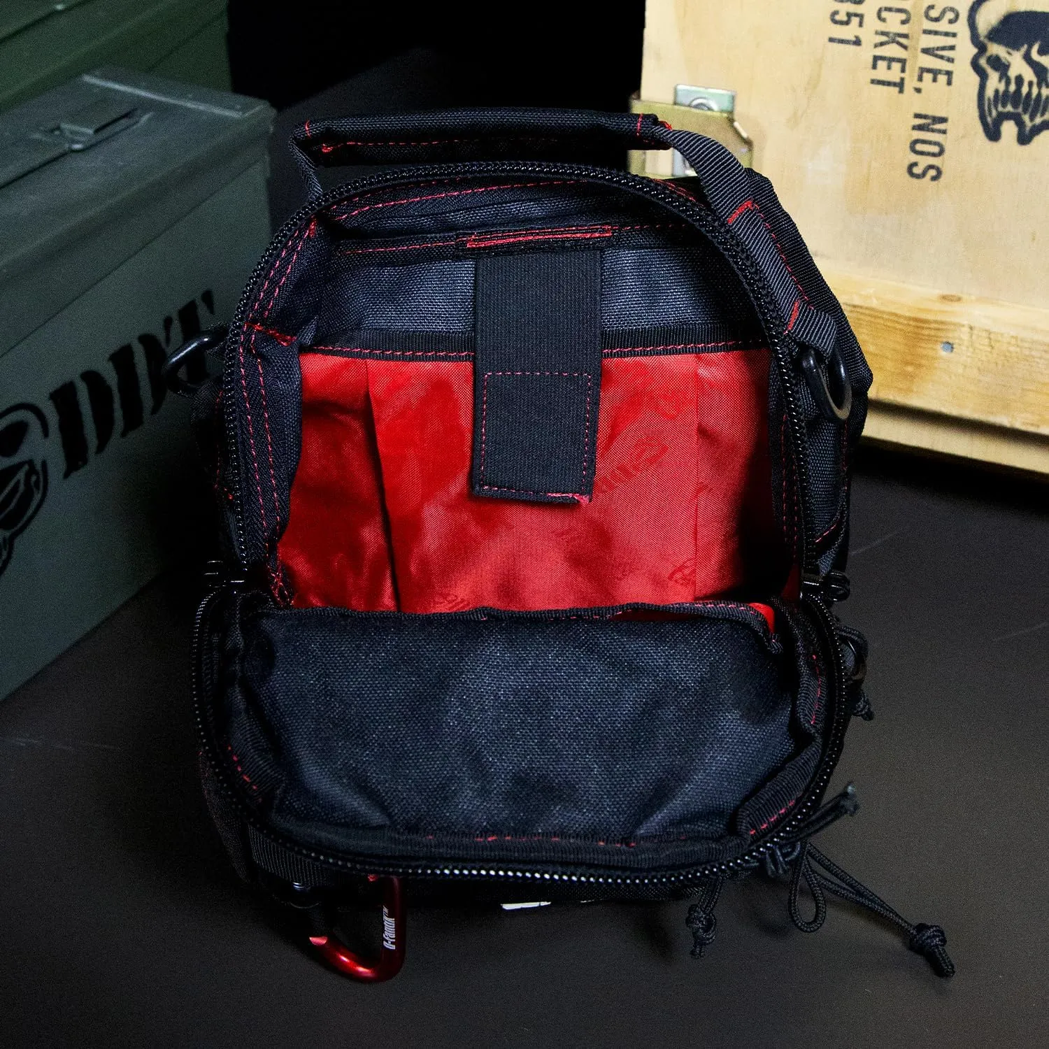 DDT Death Dealer Tactical Night Stalker Small Sling EDC Bag, Color Bloodline