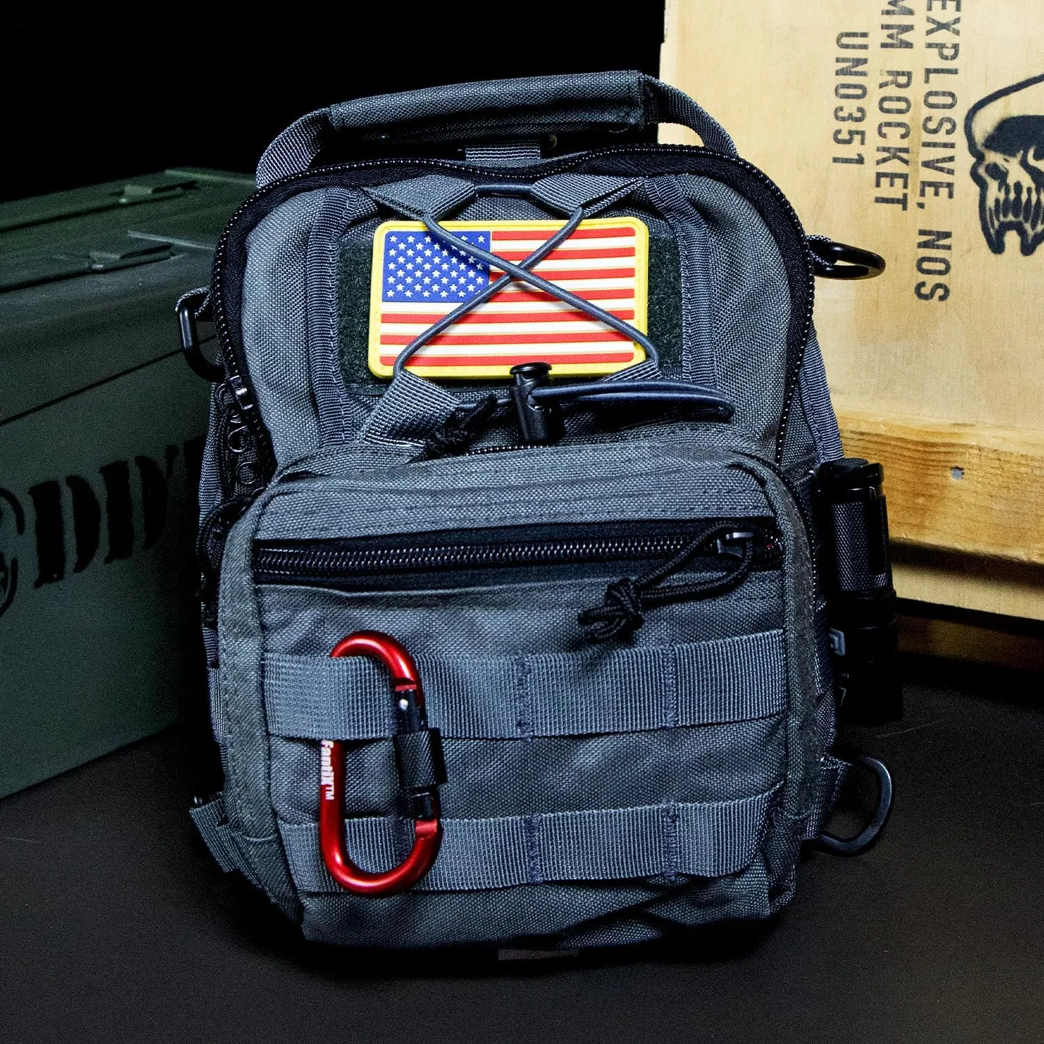 DDT Death Dealer Tactical Night Stalker Small Sling EDC Bag, Color Gunmetal