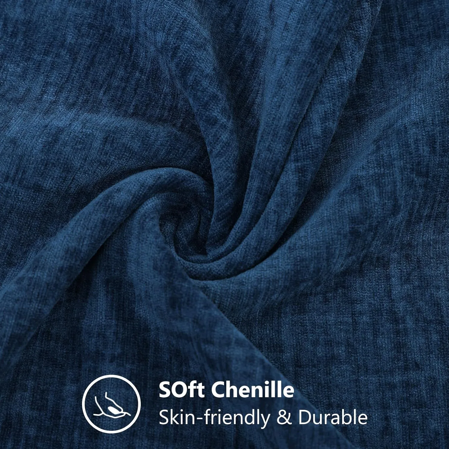decorUhome Couch Throw Pillow Covers 24X24 Set of 2, Decorative Soft Neutral Chenille Solid Dyed Square Pillow Covers for Sofa Bed Living Room, Poseidon