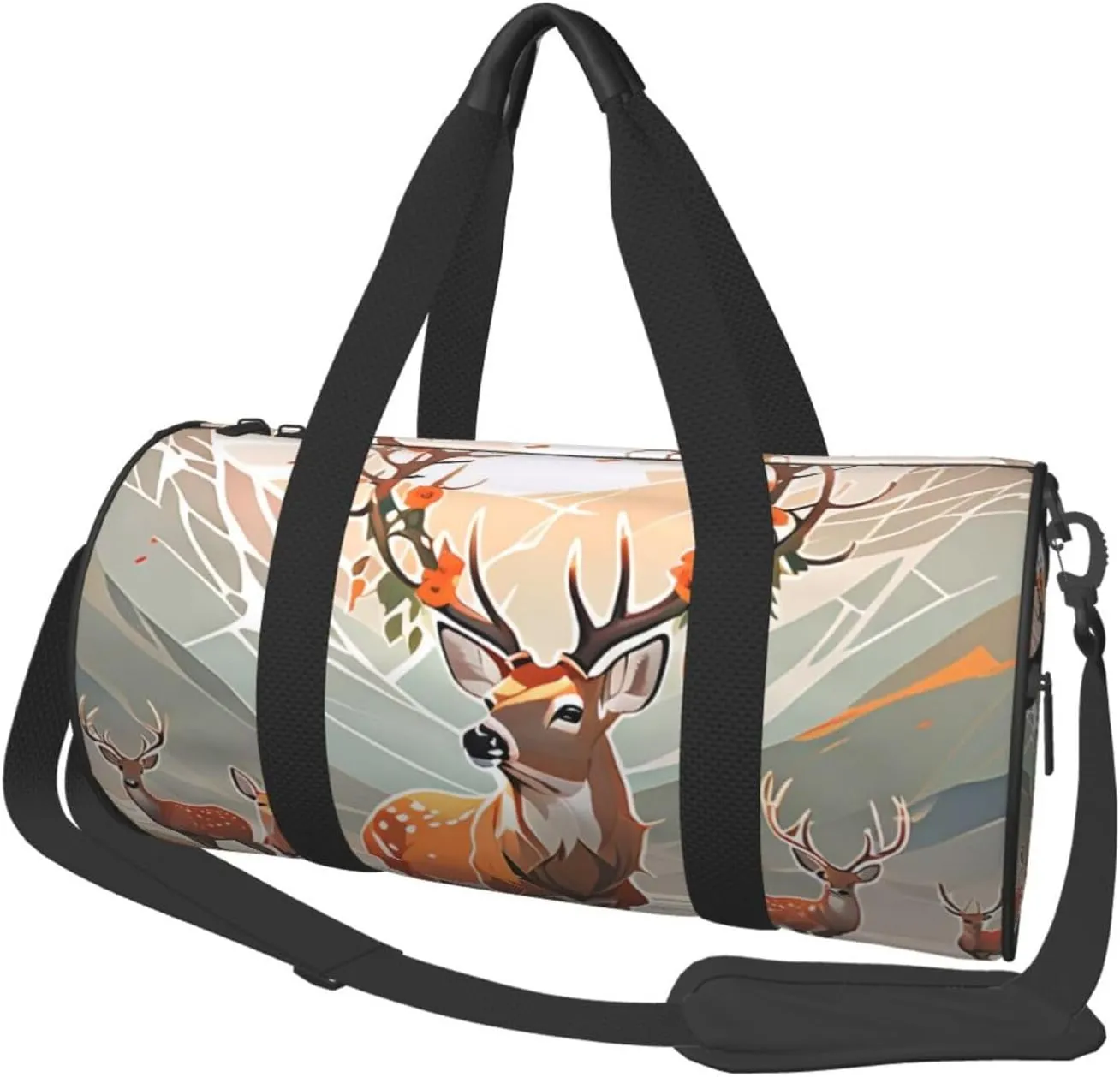 Deer Printed Travel Bag,Round Personal Item Storage bag,Foldie Duffel Bag for Traveling Vacation,Fitness,Sports