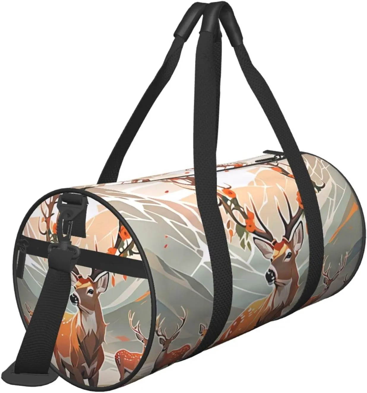 Deer Printed Travel Bag,Round Personal Item Storage bag,Foldie Duffel Bag for Traveling Vacation,Fitness,Sports