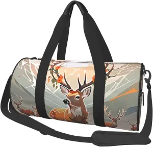 Deer Printed Travel Bag,Round Personal Item Storage bag,Foldie Duffel Bag for Traveling Vacation,Fitness,Sports