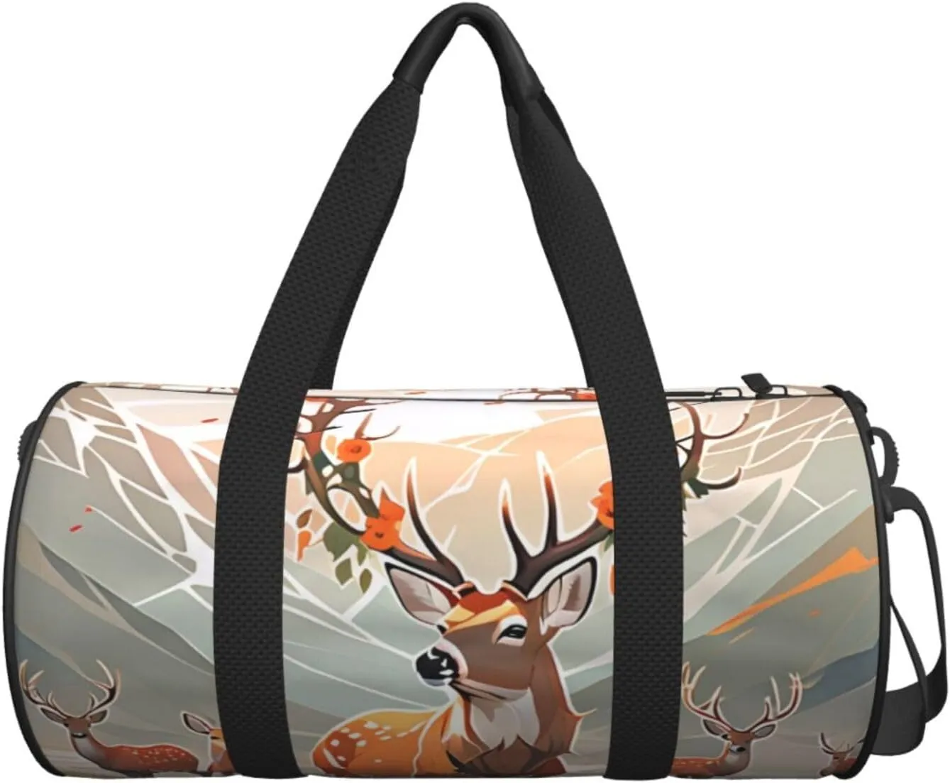 Deer Printed Travel Bag,Round Personal Item Storage bag,Foldie Duffel Bag for Traveling Vacation,Fitness,Sports