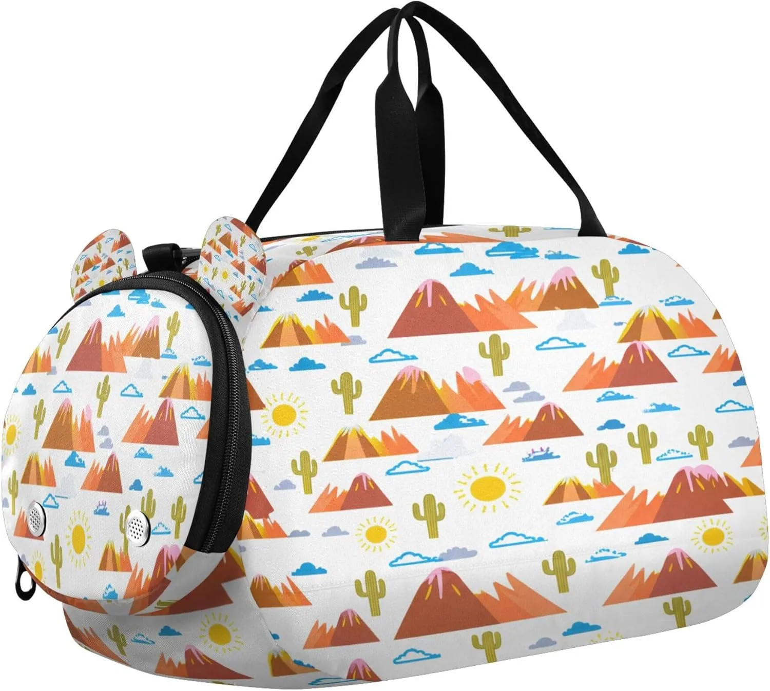 Desert Landscapes Kids Overnight Sports Duffel Bags with Shoe Compartment & Wet Pocket Travel Sport Gym Bag for Girls Boys