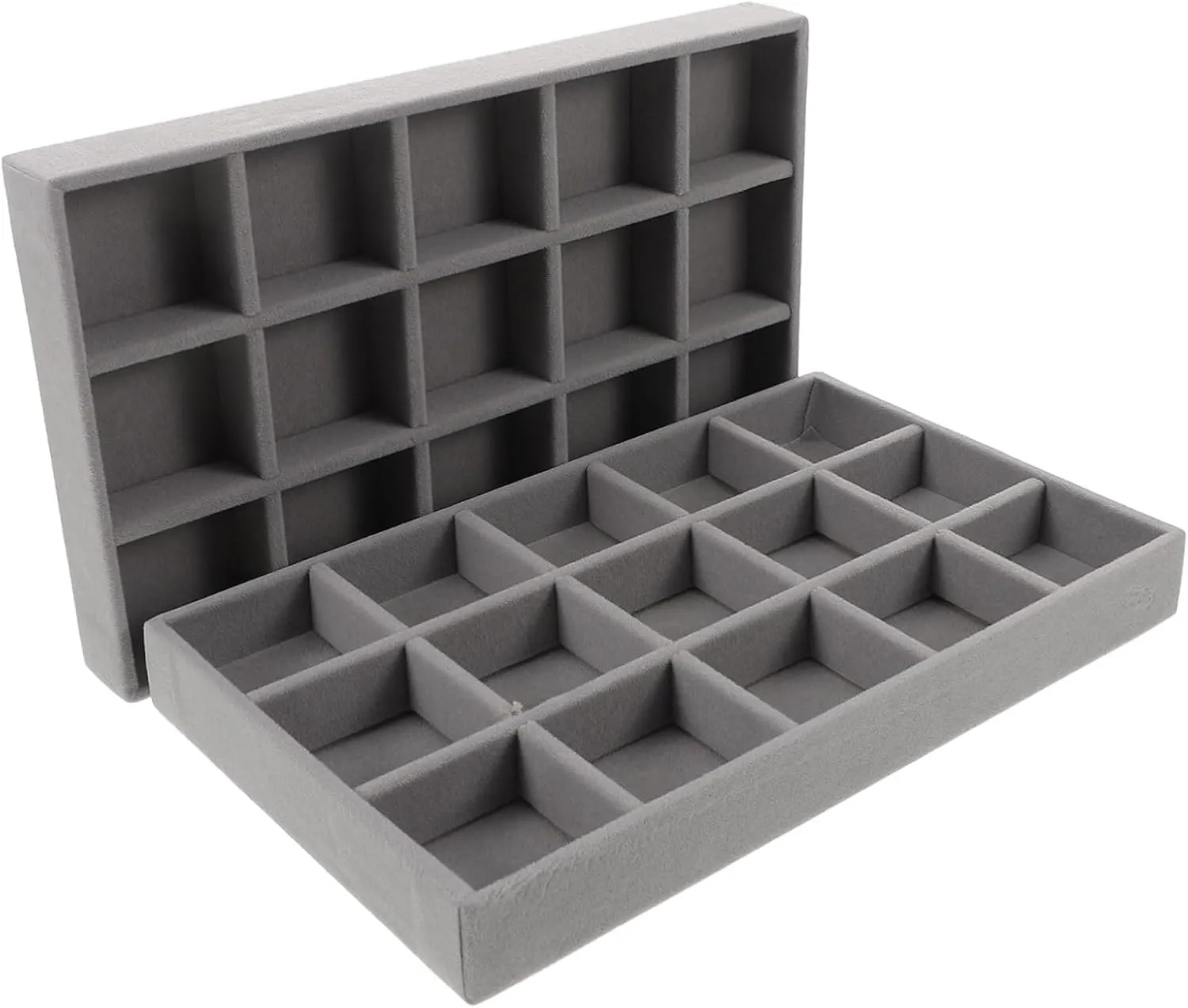 Didiseaon Large Jewelry Drawer Insert Velvet Jewelry Trays Bracelet Display Earring Storage Ring Tray Drawer Organizer Sock Organizer Grey