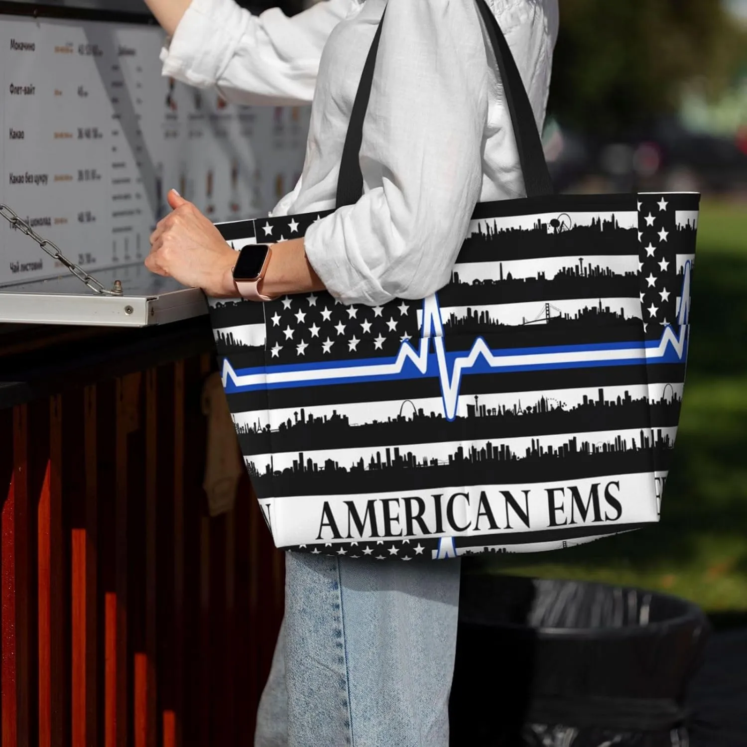 Dispatch Police Military Fire Flag Tote Bag With 8 Storage Pockets Top Zip Shoulder Bag Handbag For Travel Work Women