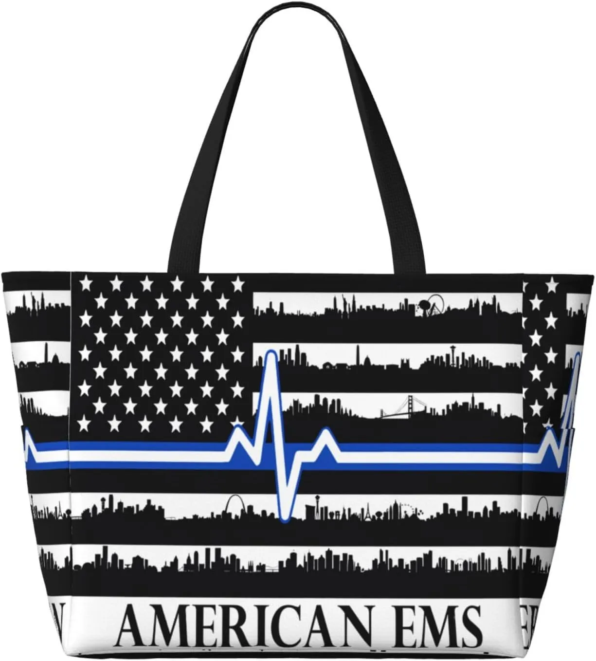 Dispatch Police Military Fire Flag Tote Bag With 8 Storage Pockets Top Zip Shoulder Bag Handbag For Travel Work Women