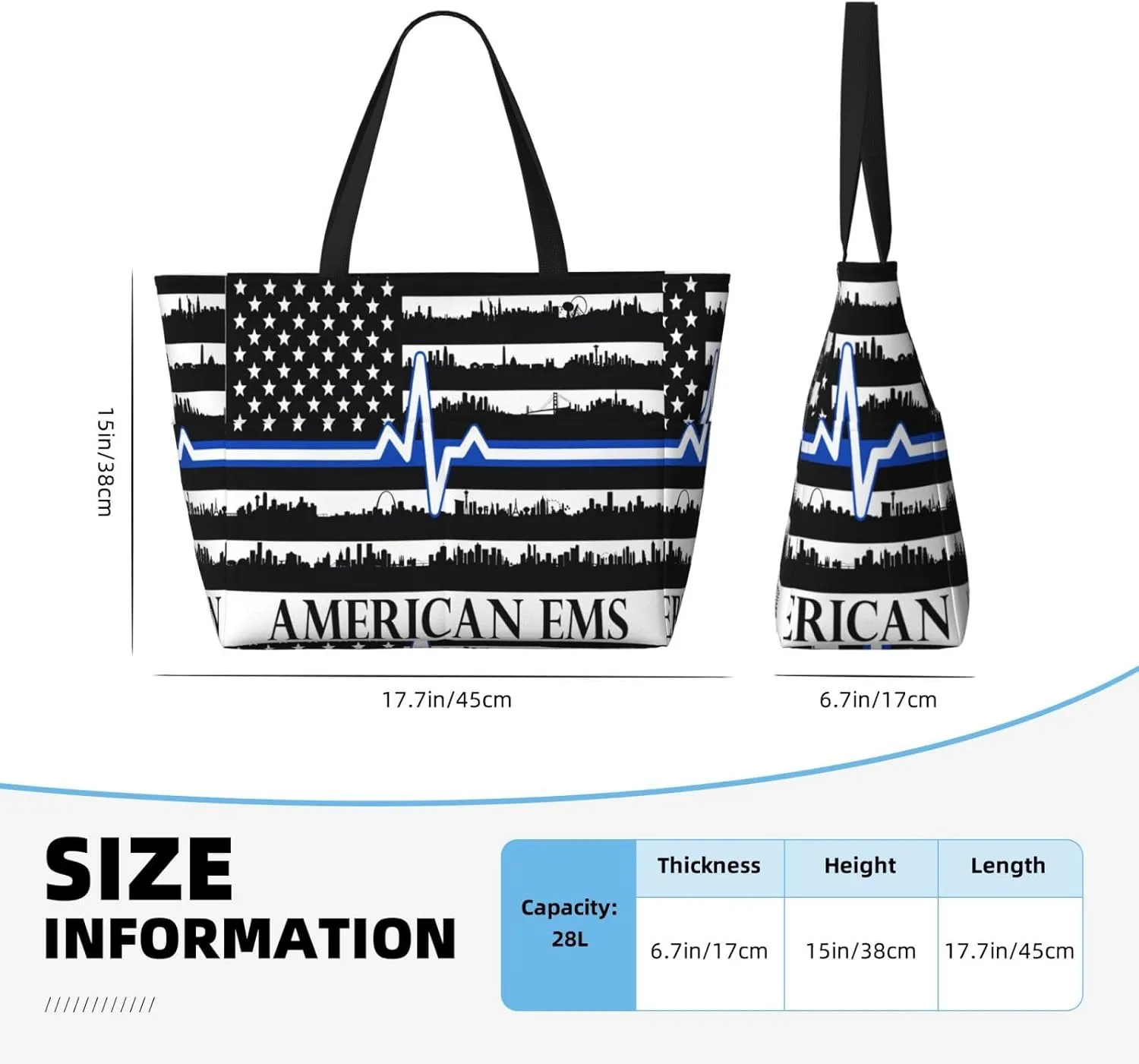 Dispatch Police Military Fire Flag Tote Bag With 8 Storage Pockets Top Zip Shoulder Bag Handbag For Travel Work Women