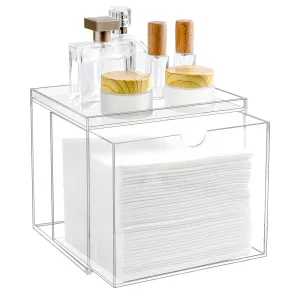 Disposable Face Towel Holder Intended For Clean Skin Club Face Towels XL, Acrylic Facial Towel Storage Box With Drawer, Clear Clean Towels Xl Container Organizer For Bathroom Countertop