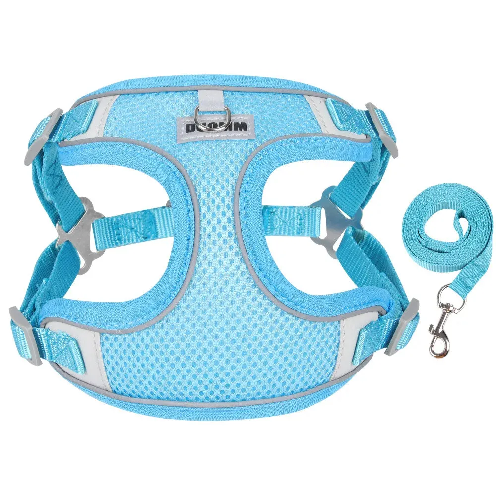 Dog Harness Leash Set for Small Medium Dog Cat Chest Strap Reflective Dog Clothes Vest Set Chihuahua Outdoor Walking Pet Supplie