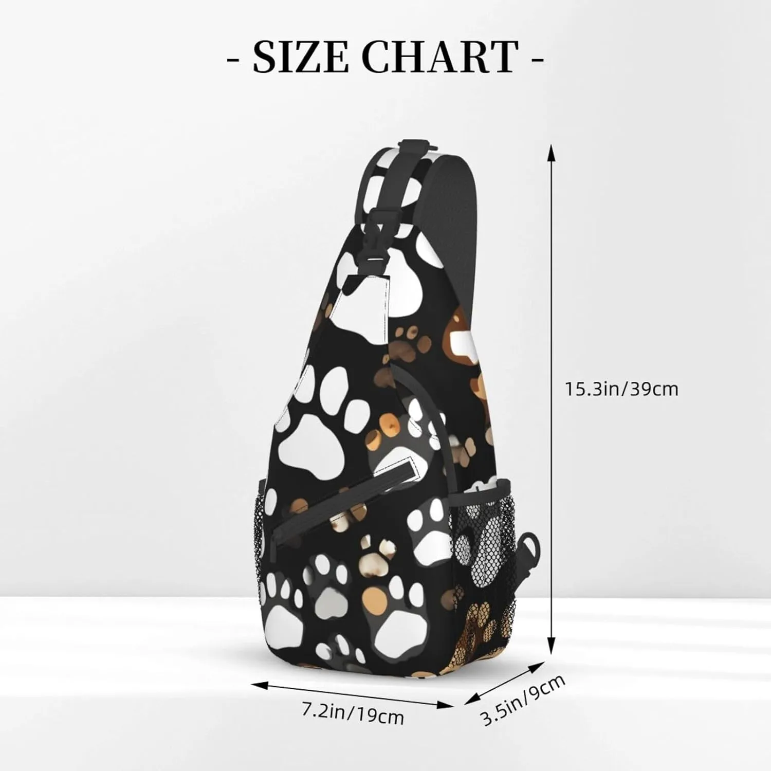 Dog Paw Print Print Sling Backpack, Sling Bag, Crossbody Chest Bag Daypack, for Hiking Travel