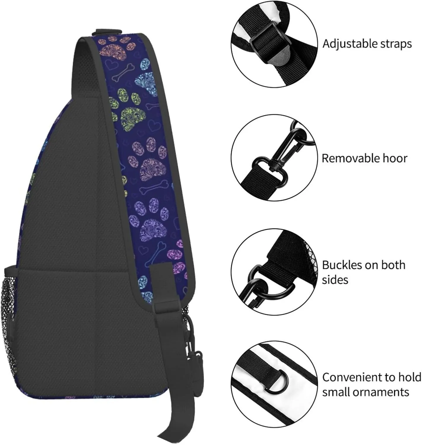 Dog Paw Sling Bag For Women Men Cute Footprint Backpack Crossbody Shoulder Bag Sling Backpack Chest Bag Travel Hiking Casual Sport Daypack