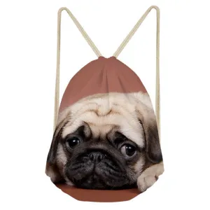 Dog Print Drawstring Bag