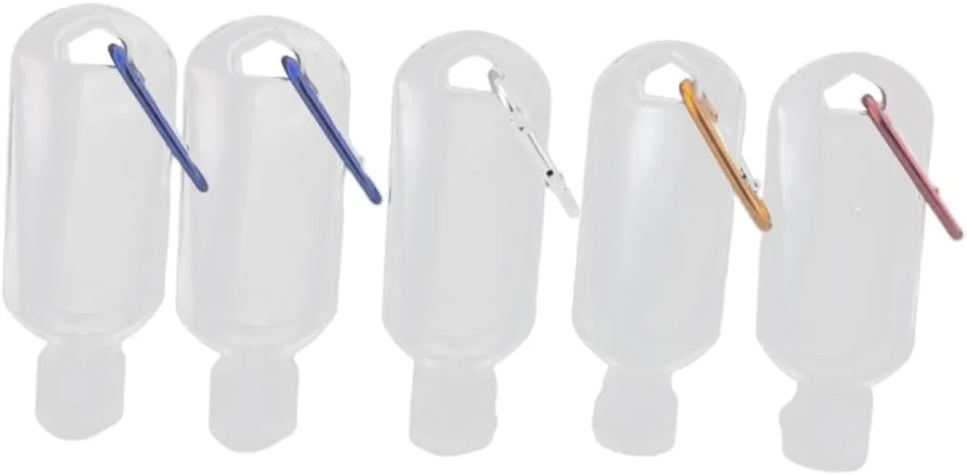 DOITOOL 2sets 50ml Refillable Travel Bottle Set with Carabiner Clip Portable Hand Bottle for Toiletries Shampoo Body Wash 6pcs*2