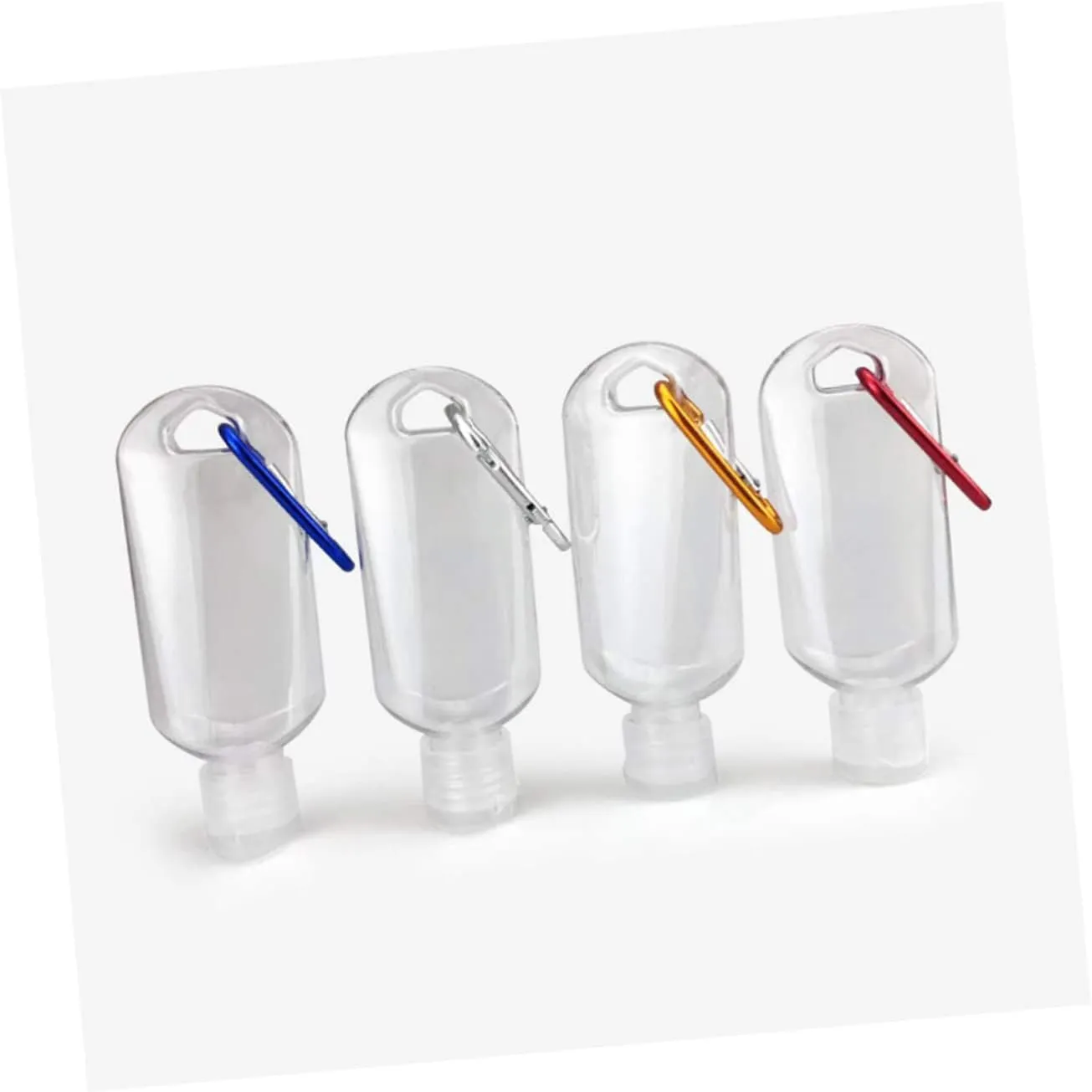DOITOOL 2sets 50ml Refillable Travel Bottle Set with Carabiner Clip Portable Hand Bottle for Toiletries Shampoo Body Wash 6pcs*2