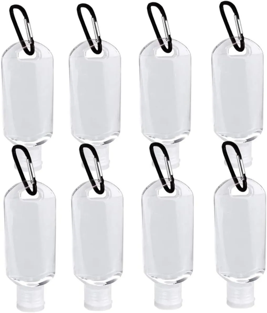 DOITOOL 2sets 50ml Refillable Travel Bottle Set with Carabiner Clip Portable Hand Bottle for Toiletries Shampoo Body Wash 6pcs*2