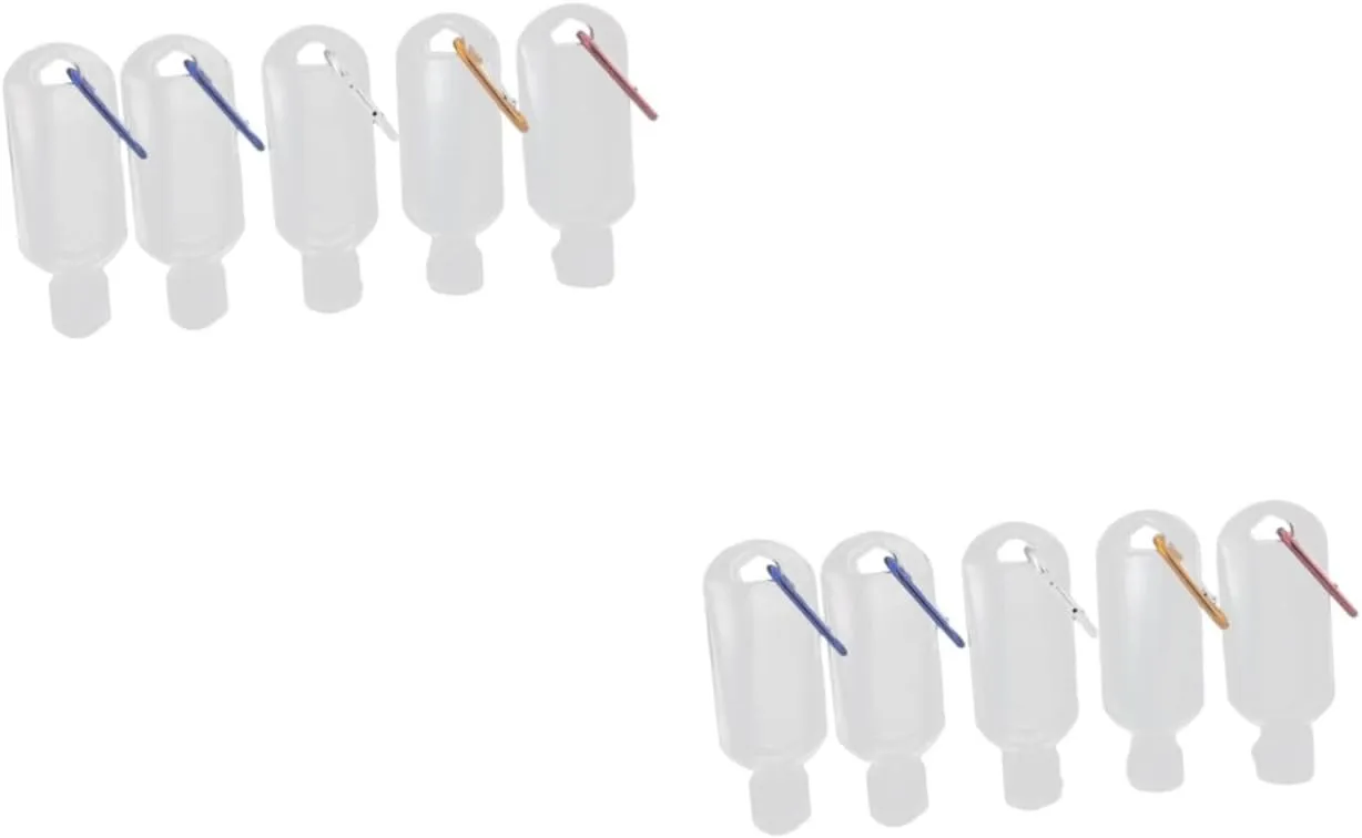 DOITOOL 2sets 50ml Refillable Travel Bottle Set with Carabiner Clip Portable Hand Bottle for Toiletries Shampoo Body Wash 6pcs*2