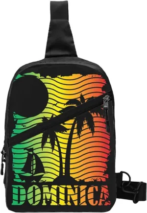 Dominica Island Scene Flag Packable Crossbody Bag Portable Sling Bags Foldable Travel Daypack Reusable Sports Shoulder Backpack Diagonally Chest Bag for Workout