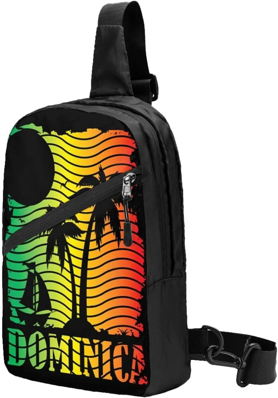 Dominica Island Scene Flag Packable Crossbody Bag Portable Sling Bags Foldable Travel Daypack Reusable Sports Shoulder Backpack Diagonally Chest Bag for Workout