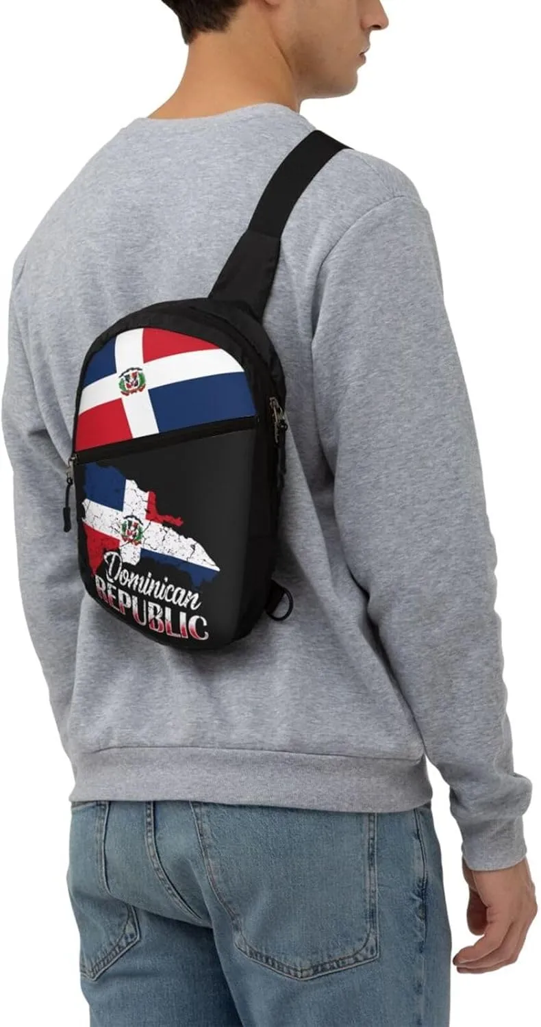 Dominican Republic Flag Packable Crossbody Bag Portable Sling Bags Foldable Travel Daypack Reusable Sports Shoulder Backpack Diagonally Chest Bag for Workout