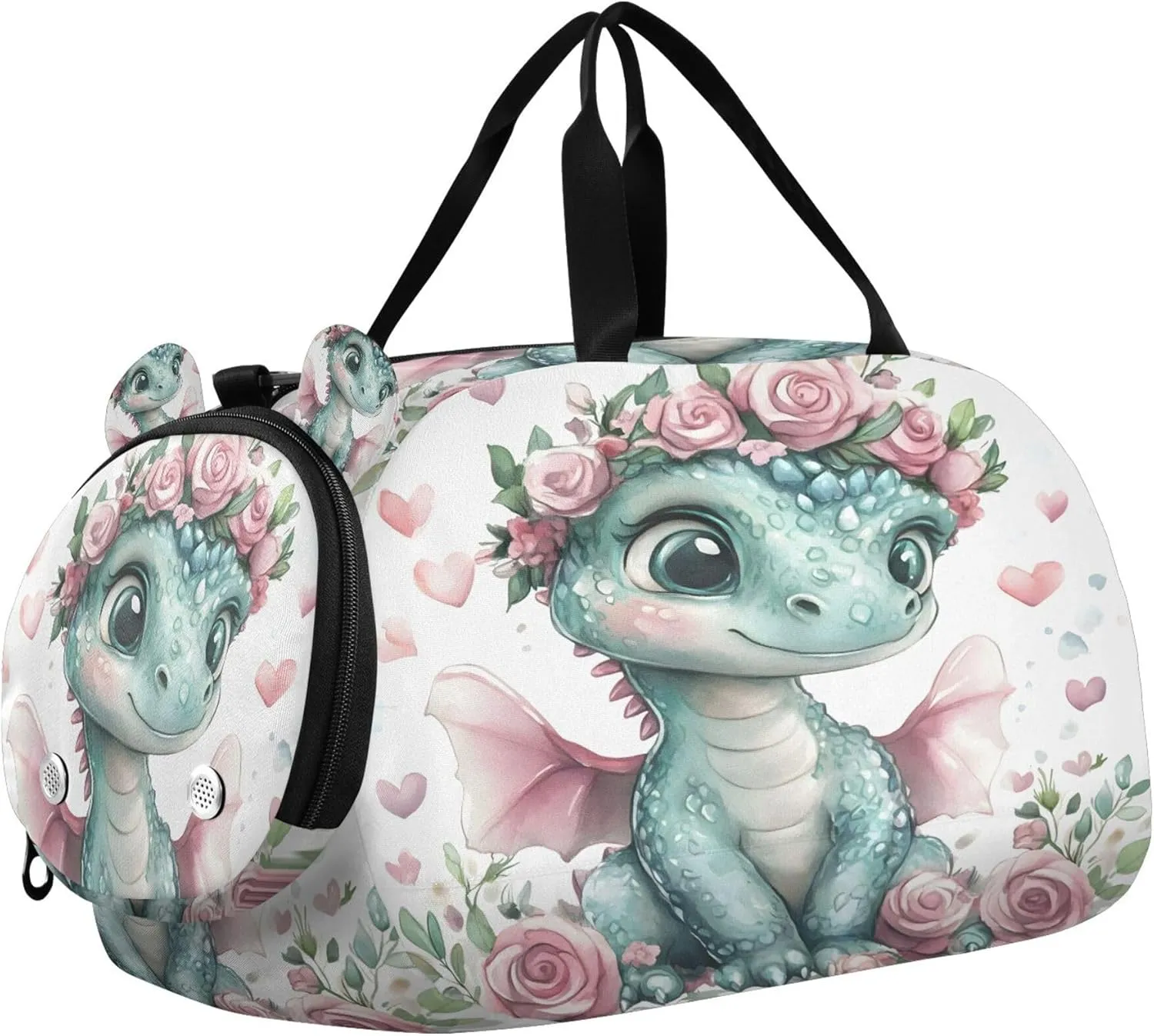 Dragon Kids Overnight Sports Duffel Bags with Shoe Compartment & Wet Pocket Travel Sport Gym Bag for Girls Boys