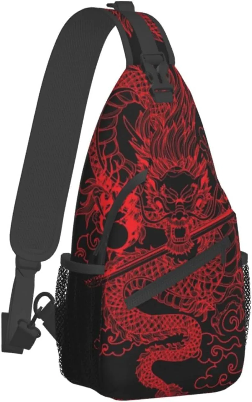 Dragon Pattern Sling Backpack Crossbody Sling Bag for Women Men Multipurpose Travel Hiking Chest Bag Daypack