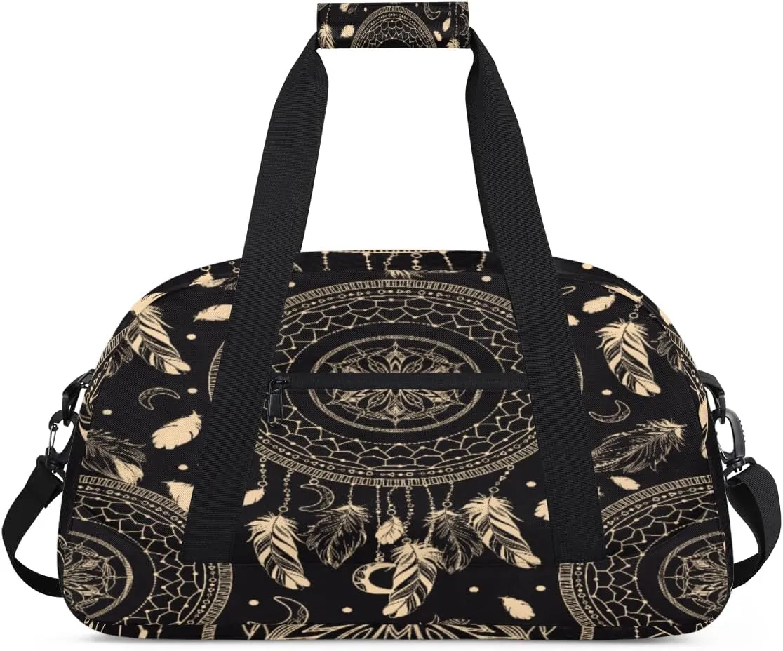 Dreamcatcher Gym Duffel Bag for Men Women Ethnic Mandala Sports Tote Bag with Adjustable Shoulder Strap for Dance Gymnastics Traveling Outdoor Camping Overnight Stay
