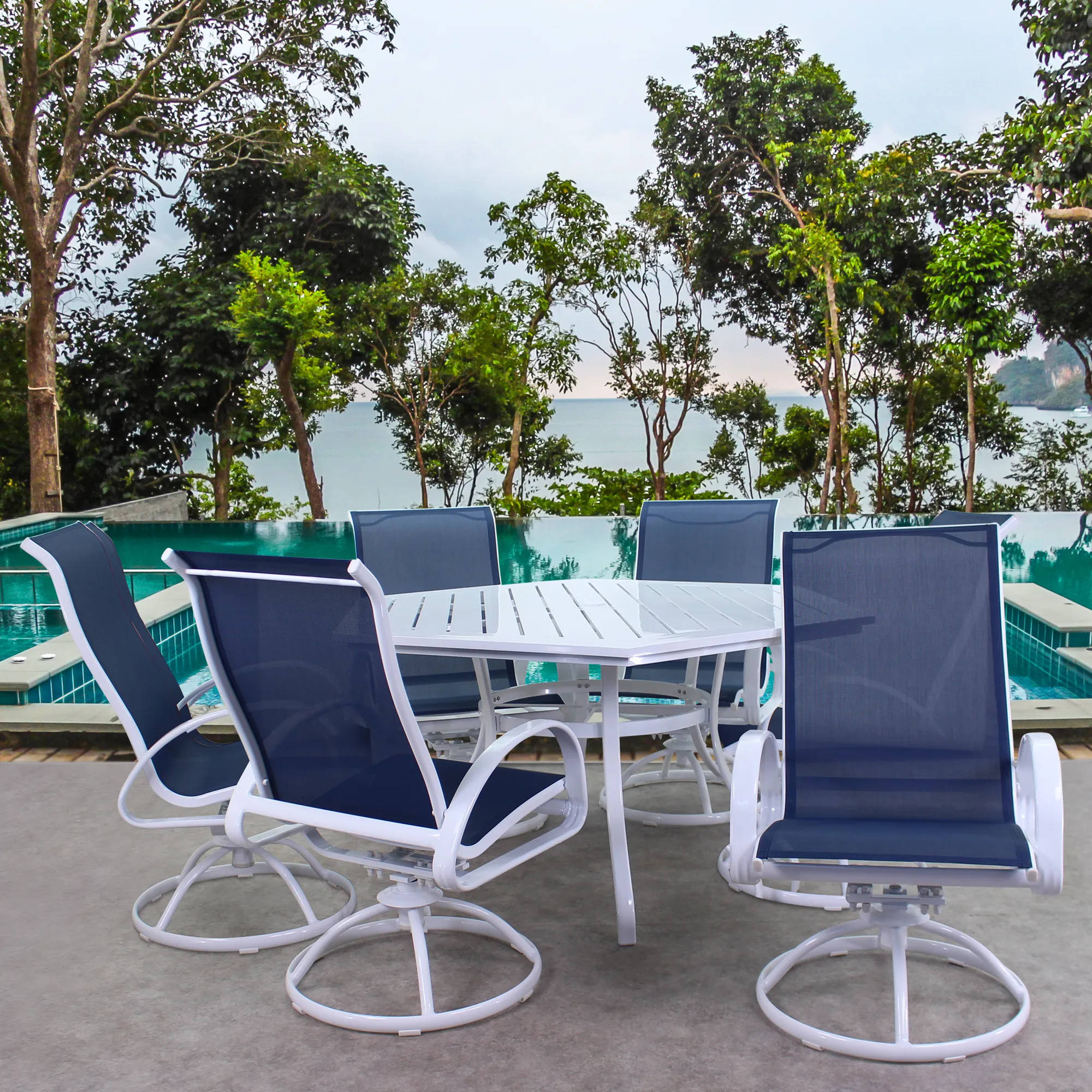 Dublin Cobalt Sling Patio Dining Sets