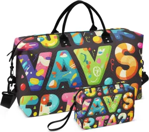 Duffel Bag Weekender Duffel Bag Gym Carry on Duffel Bags with Adjustable Strap for Business Trips Multifunctional Funny Monster Alphabet