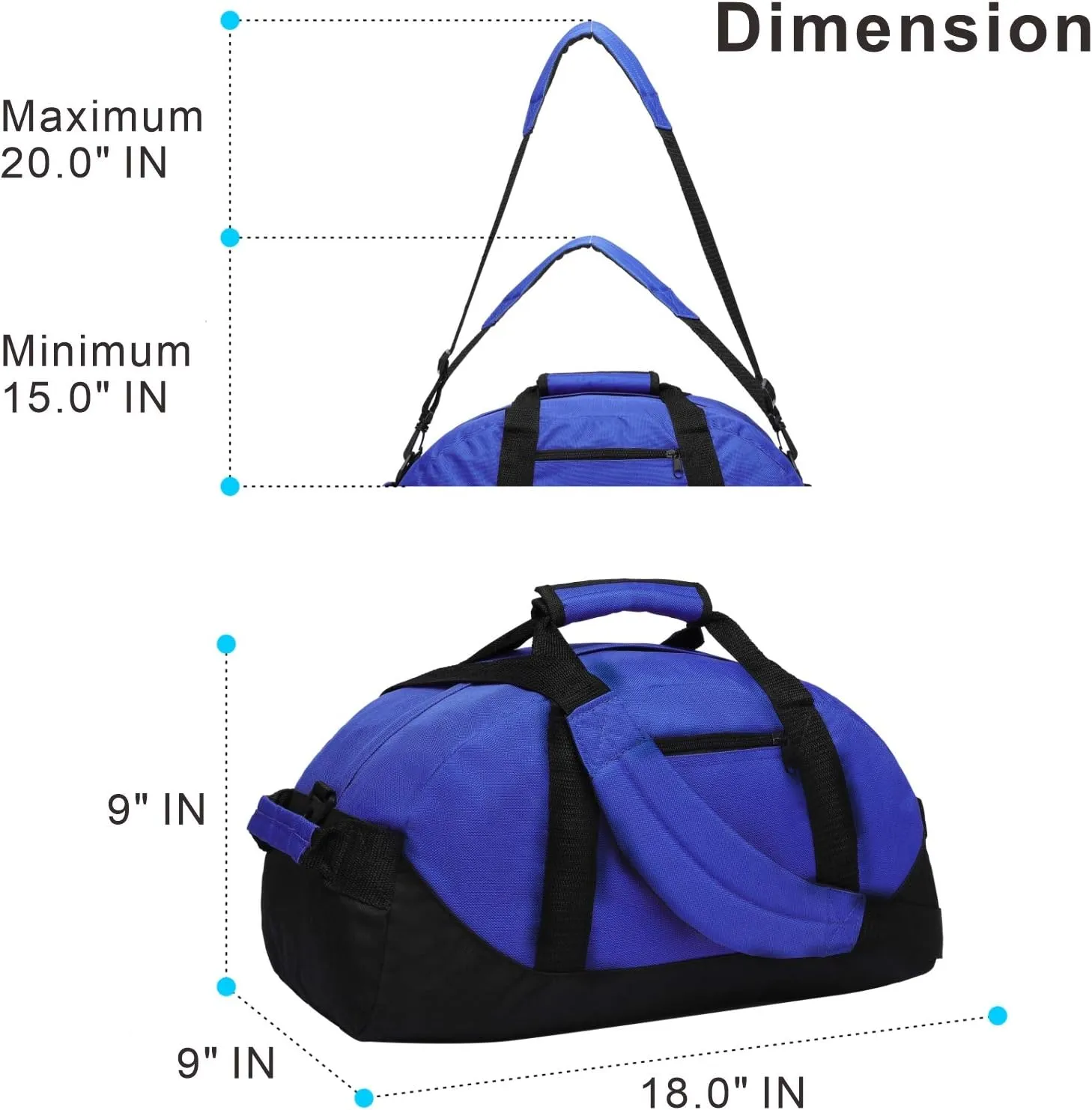 Duffle Bag, AirBuyW 18” Small Overnight Weekender Travel Sport Carry On Gym Bag Adjustable Shoulder Strap For Women Or Men