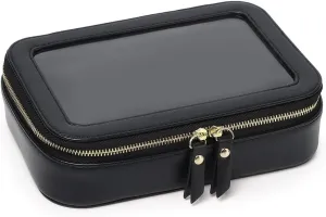Duolan Clear Makeup Bag for Women Transparent Cosmetic Bag Case Clear Accessories Bag Portable Makeup Bag for Car (A/Black, M)