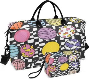 Easter Eggs Travel Duffel Bags 2PCS,Sports Duffel Bags for Men Women,Weekender Overnight Bag Gym Tote Bag with Toiletry Bag