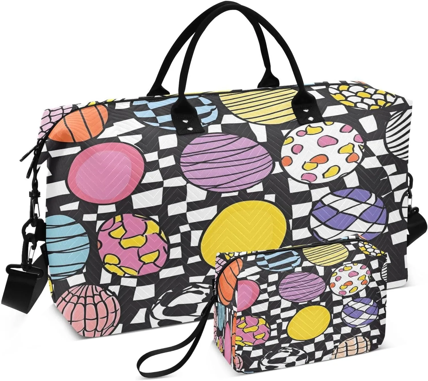 Easter Eggs Travel Duffel Bags 2PCS,Sports Duffel Bags for Men Women,Weekender Overnight Bag Gym Tote Bag with Toiletry Bag