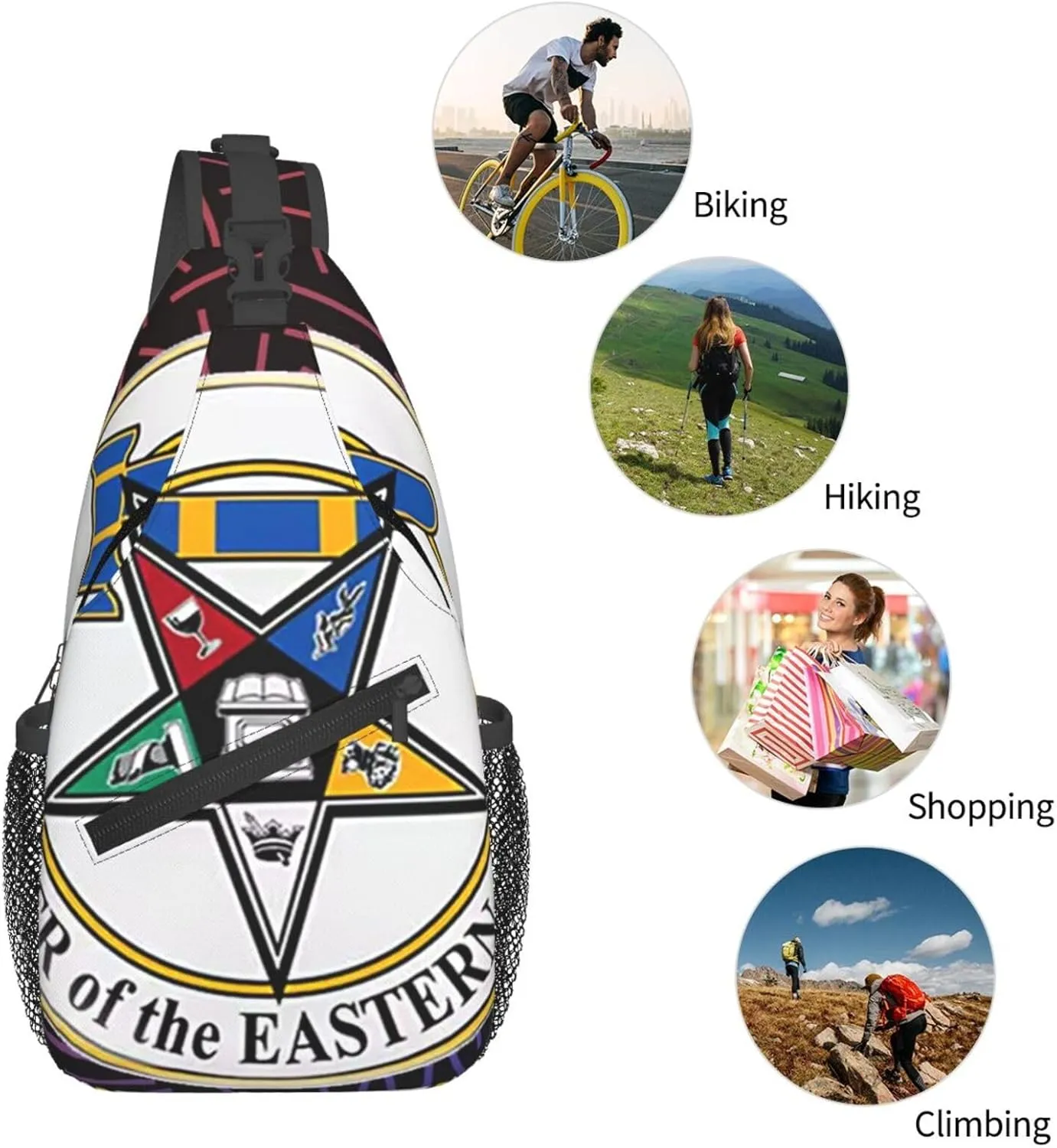 Eastern Star Oes Worldwide Crossbody For Men Women Sling Chest Bag Shoulder Bag Lightweight One Strap Backpack Multipurpose Travel Hiking Daypack
