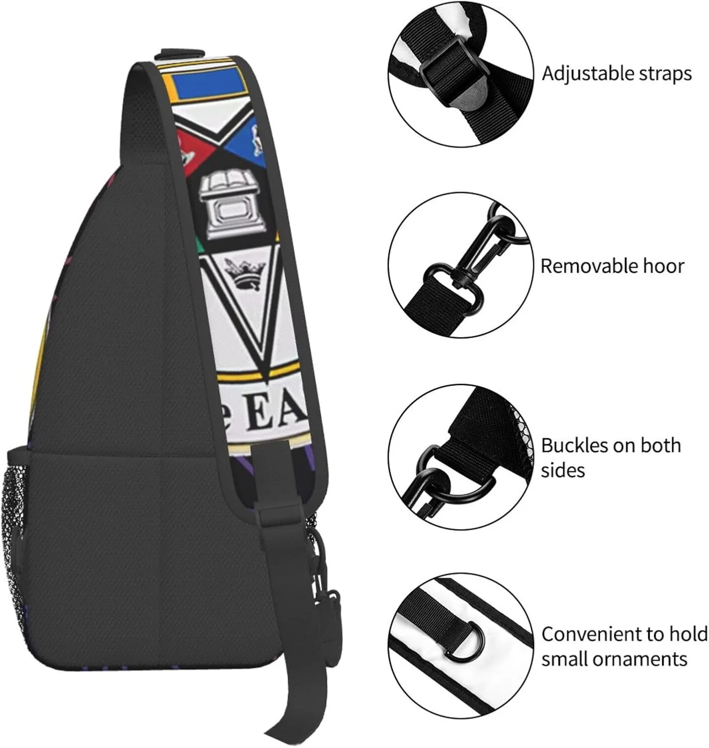 Eastern Star Oes Worldwide Crossbody For Men Women Sling Chest Bag Shoulder Bag Lightweight One Strap Backpack Multipurpose Travel Hiking Daypack