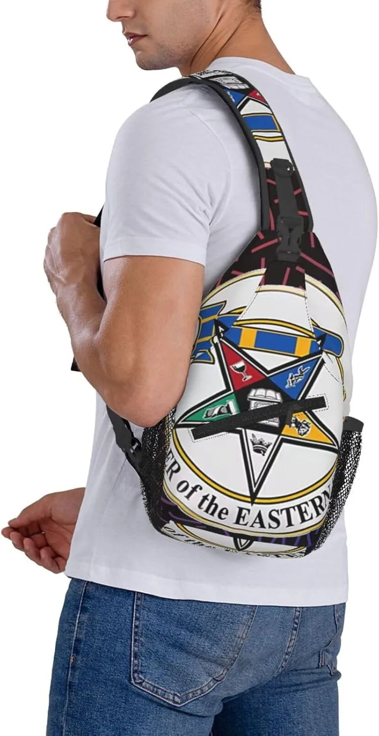 Eastern Star Oes Worldwide Crossbody For Men Women Sling Chest Bag Shoulder Bag Lightweight One Strap Backpack Multipurpose Travel Hiking Daypack