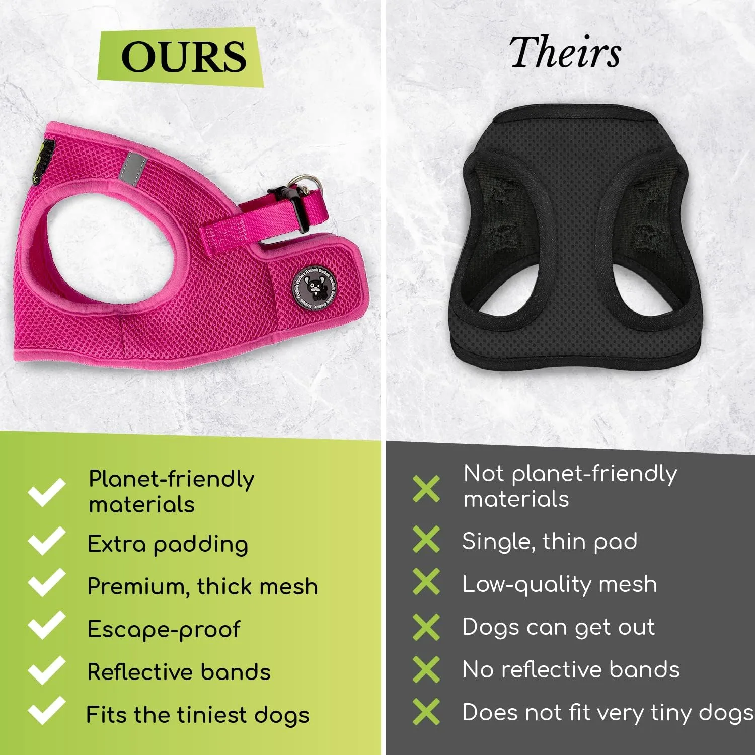 EcoBark Small Dog Harness - Step in Reflective Soft Luxury Mesh Ultra Padded Harness for Puppies, Toy Breeds, and Small Dogs - Comfortable & Secure Halter - Adjustable Pet Vest Wrap (Small, Lavender)