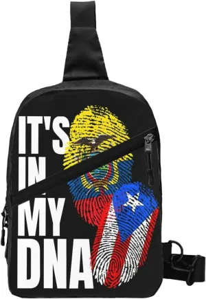 Ecuadorian Puerto Rican Mix Flag Packable Crossbody Bag Portable Sling Bags Foldable Travel Daypack Reusable Sports Shoulder Backpack Diagonally Chest Bag for Workout
