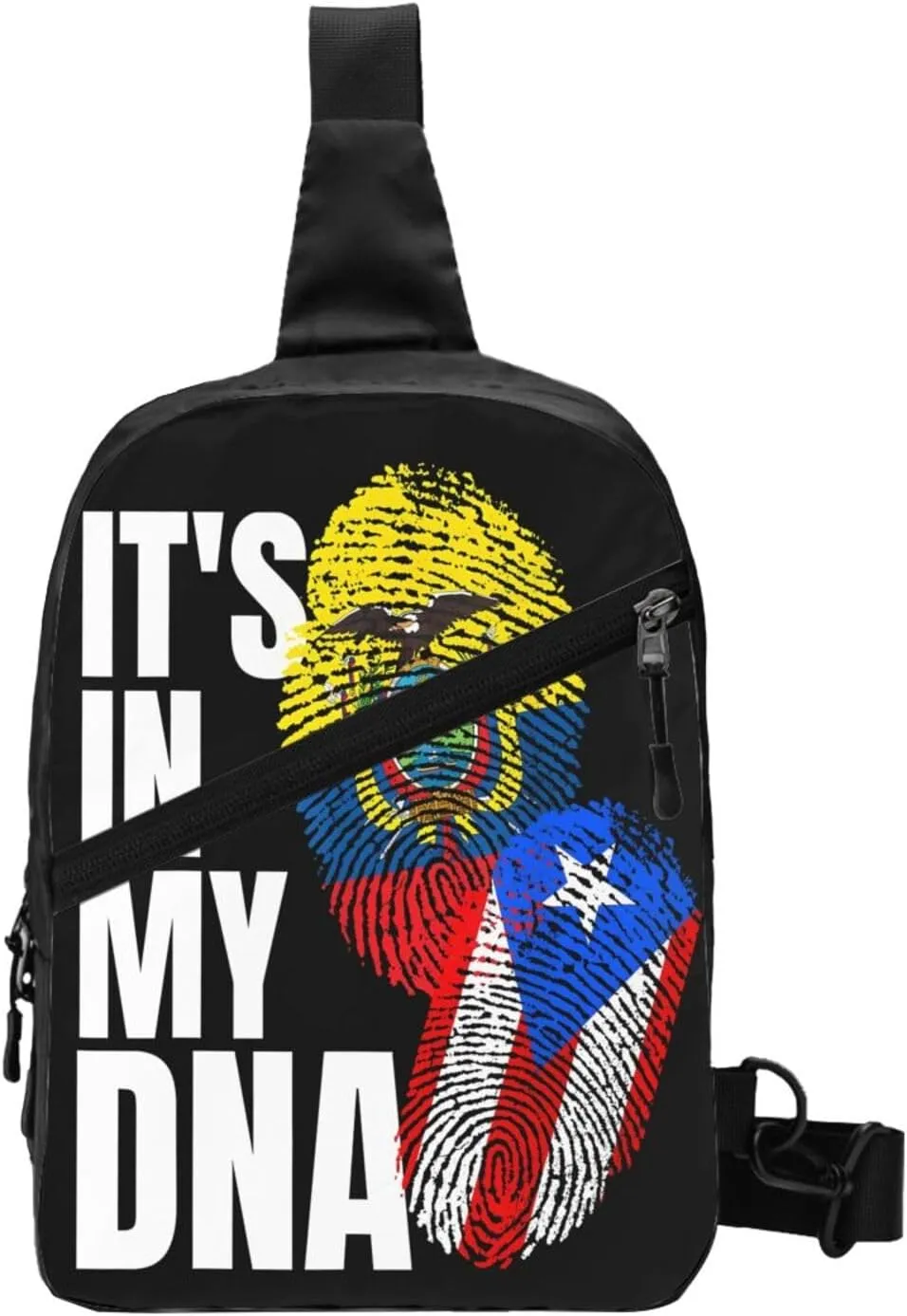 Ecuadorian Puerto Rican Mix Flag Packable Crossbody Bag Portable Sling Bags Foldable Travel Daypack Reusable Sports Shoulder Backpack Diagonally Chest Bag for Workout