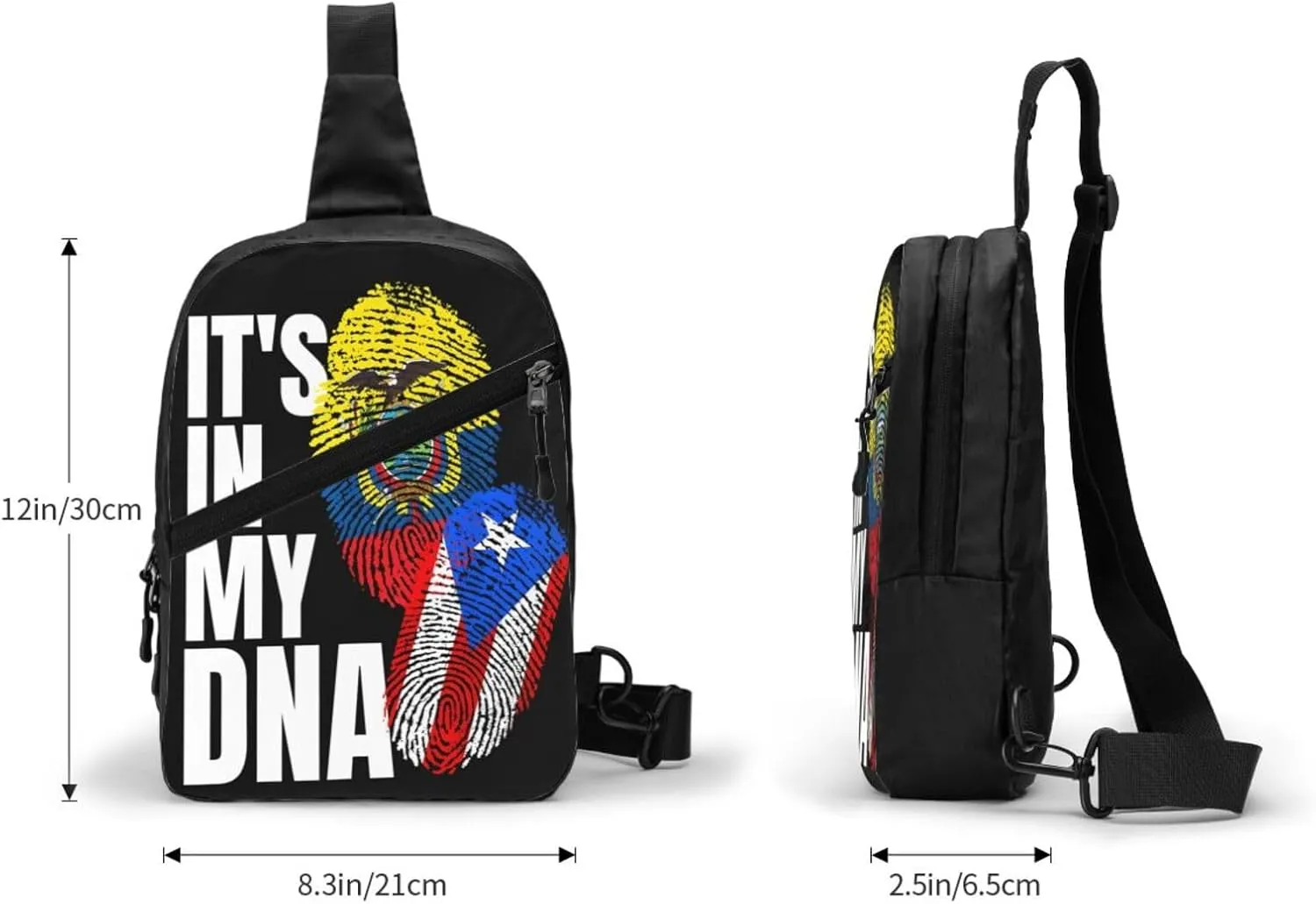 Ecuadorian Puerto Rican Mix Flag Packable Crossbody Bag Portable Sling Bags Foldable Travel Daypack Reusable Sports Shoulder Backpack Diagonally Chest Bag for Workout