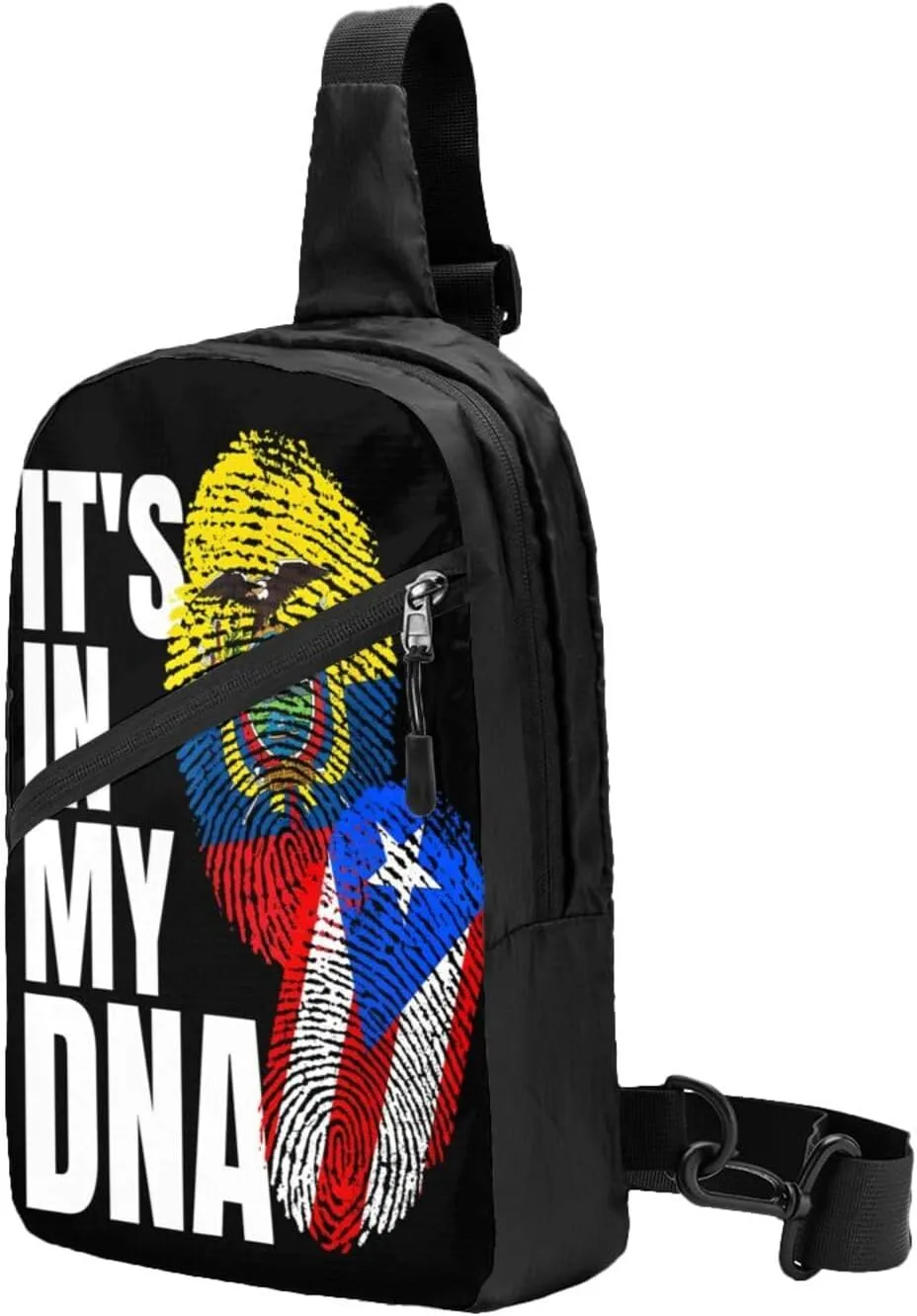 Ecuadorian Puerto Rican Mix Flag Packable Crossbody Bag Portable Sling Bags Foldable Travel Daypack Reusable Sports Shoulder Backpack Diagonally Chest Bag for Workout