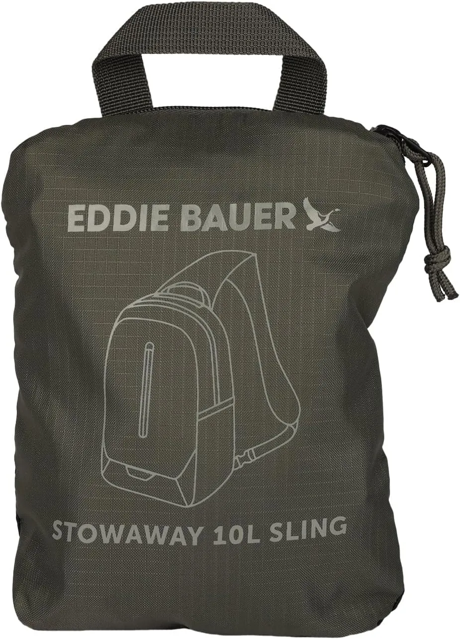 Eddie Bauer Stowaway Packable 10L Sling 3.0 Made from Polyester with Lightly Padded Shoulder Strap, Spruce Green