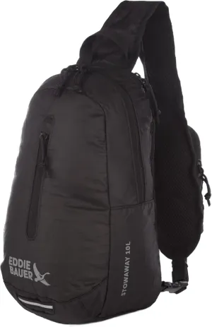 Eddie Bauer Stowaway Packable Sling Bag | Foldable | Travel | Outdoor | Lightweight | Compact | Everyday Carry | Ripstop Nylon | 10L - Onyx Black