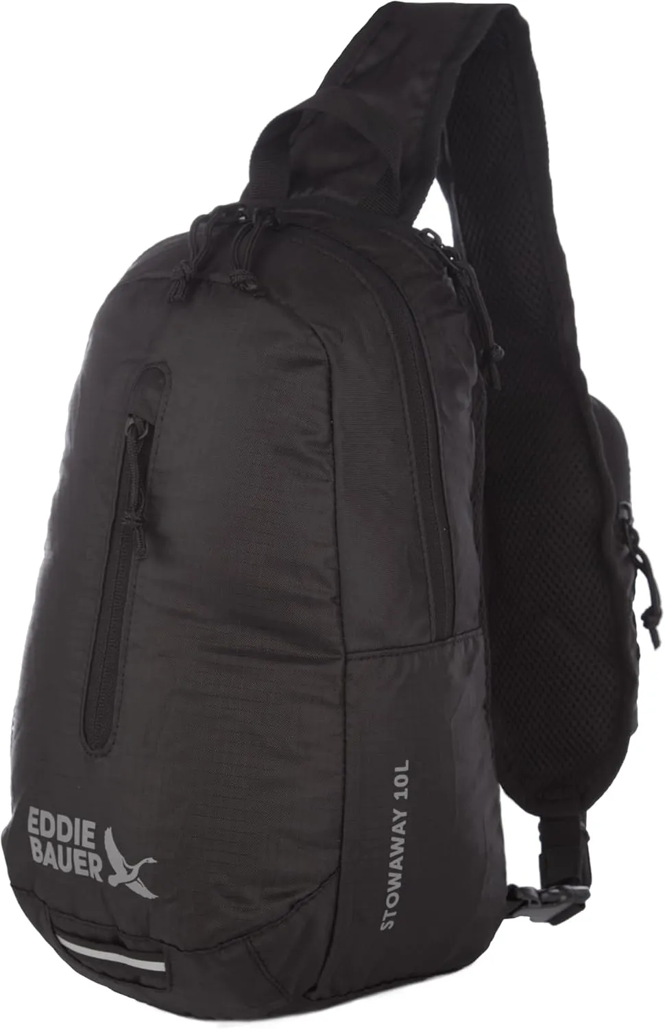 Eddie Bauer Stowaway Packable Sling Bag | Foldable | Travel | Outdoor | Lightweight | Compact | Everyday Carry | Ripstop Nylon | 10L - Onyx Black