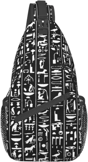 Egyptian Notes Crossbody Bag Hieroglyphs Shoulder Bag Backpack Ancient Egyptian Sling Bag Chest Casual Daypack