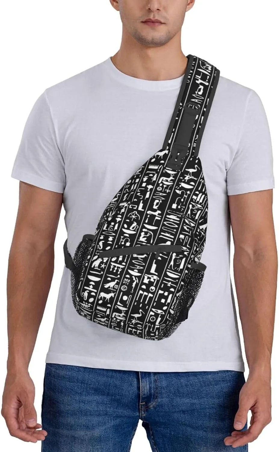 Egyptian Notes Crossbody Bag Hieroglyphs Shoulder Bag Backpack Ancient Egyptian Sling Bag Chest Casual Daypack