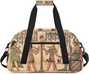 Egyptian Tribe Gym Duffel Bag for Men Women Papyrus Hieroglyph Sports Tote Bag with Adjustable Shoulder Strap for Dance Gymnastics Traveling Outdoor Camping Overnight Stay