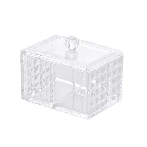 Elitzia Multifunctional Storage Box Beauty Salon Plastic Storage Container For Cotton Pads Cosmetic Tips And lipstick ET32967 (Square with Pattern)