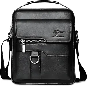Ellniges]【Men's Leather Crossbody Bag Multipurpose Anti-Theft Slim Messenger Purse, Business Casual Shoulder Sling Bag with USB Charging Port - Perfect for Dad Husband Boyfriend